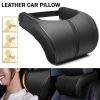 Car Seat Headrest Travel Rest Neck Pillow PU Leather